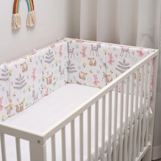 tour de lit bébé renard rose coton respirant