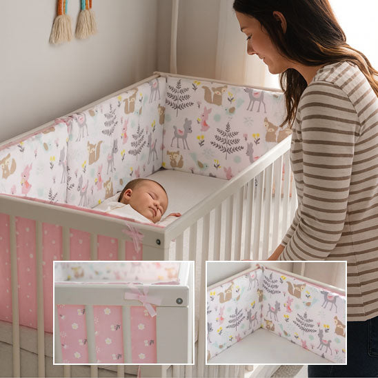 tour de lit bébé renard rose sommeil sécurisé