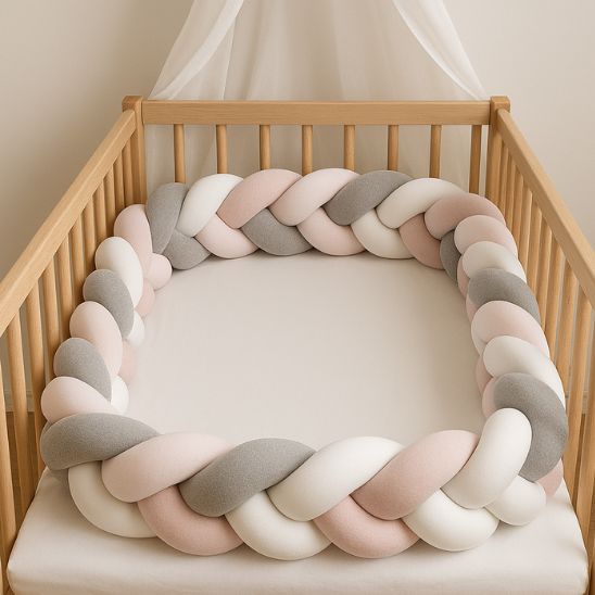 Tresse de lit | Gris - Blanc - Rose 2M - Royaume des Bébés