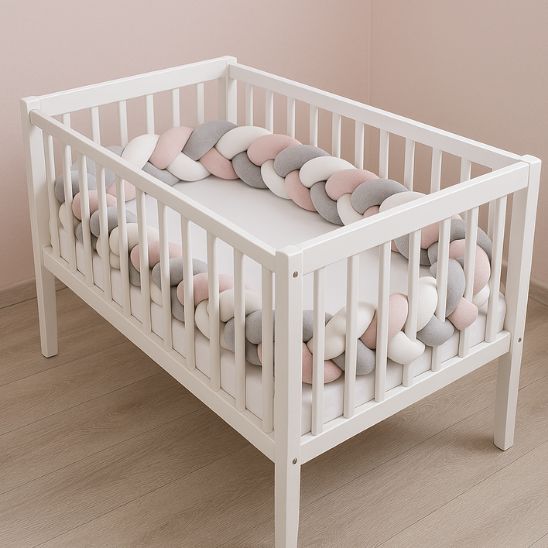 Tresse de lit | Gris - Blanc - Rose 2M - Royaume des Bébés