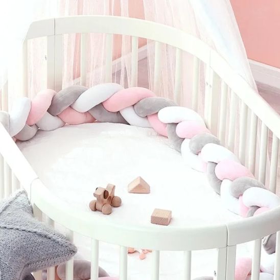 Tresse de lit | Gris - Rose - Blanc 3M - Royaume des Bébés