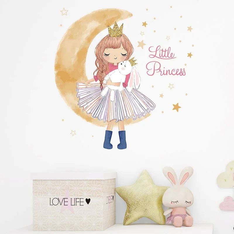 Décoration Murale - PrincesseSticker™ - Lune Beige - Royaume des Bébés