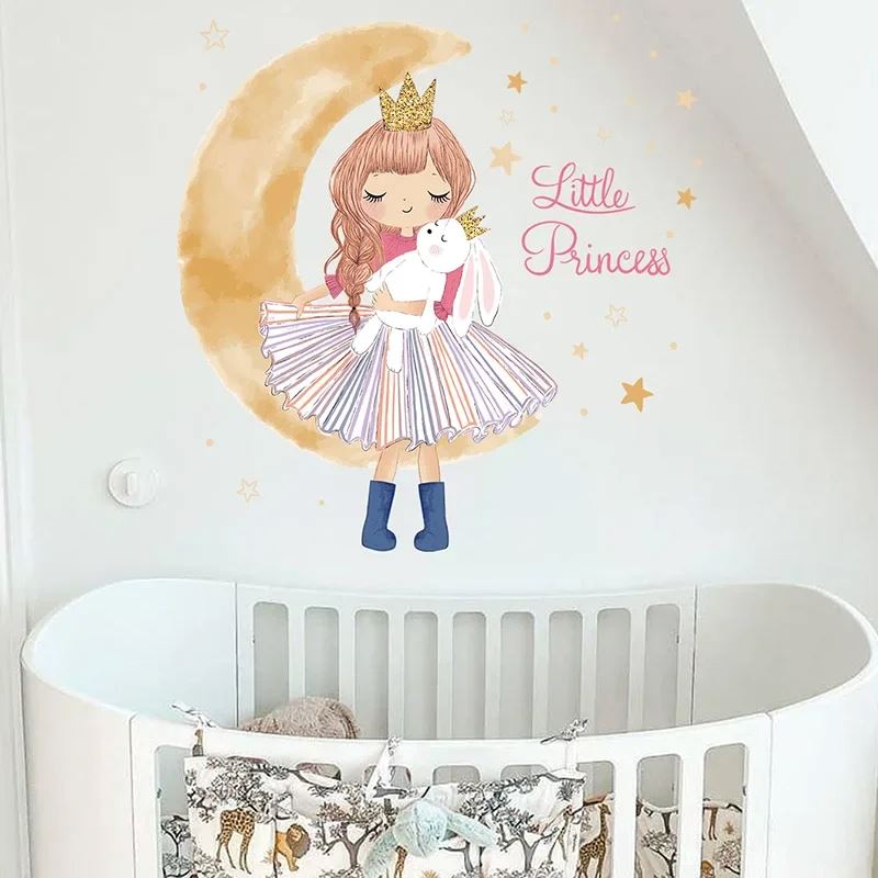 Décoration Murale - PrincesseSticker™ - Lune Beige - Royaume des Bébés