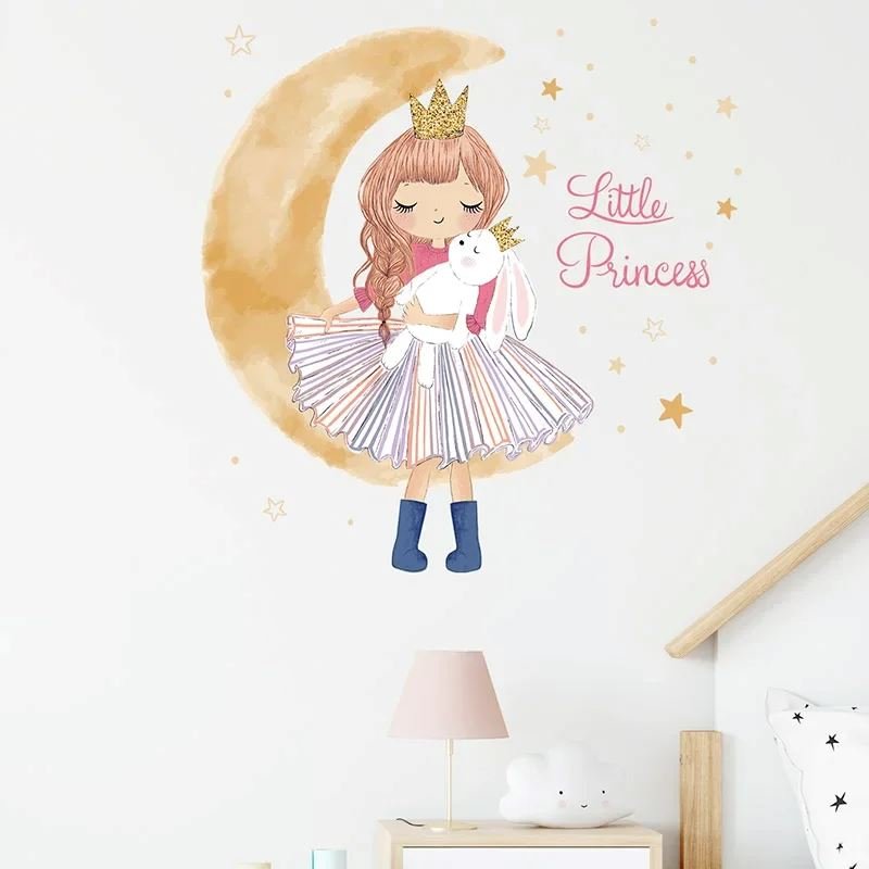 Décoration Murale - PrincesseSticker™ - Lune Beige - Royaume des Bébés