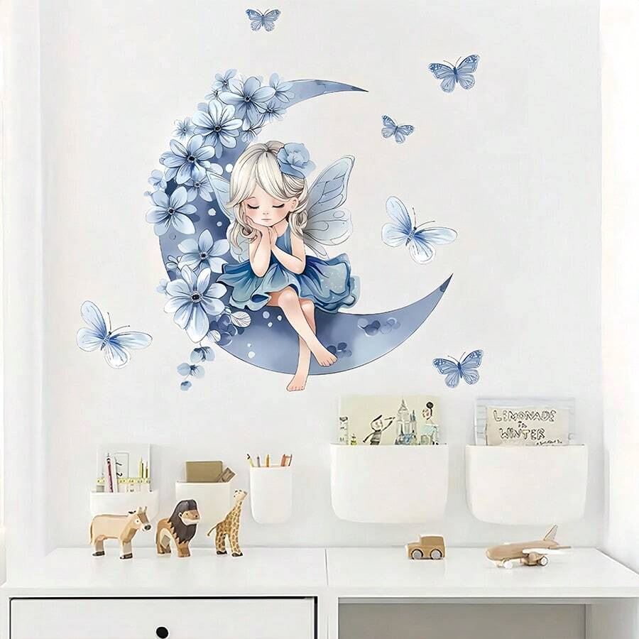 Décoration Murale - PrincesseSticker™ - Lune Bleue - Royaume des Bébés