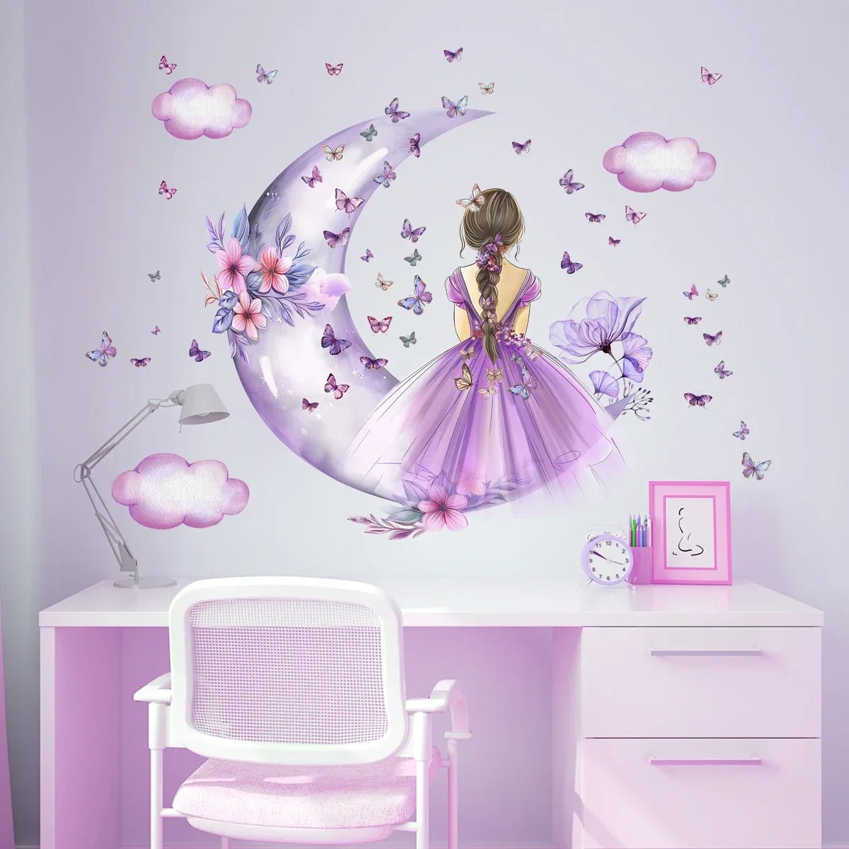 Décoration Murale - PrincesseSticker™ - Lune Mauve - Royaume des Bébés