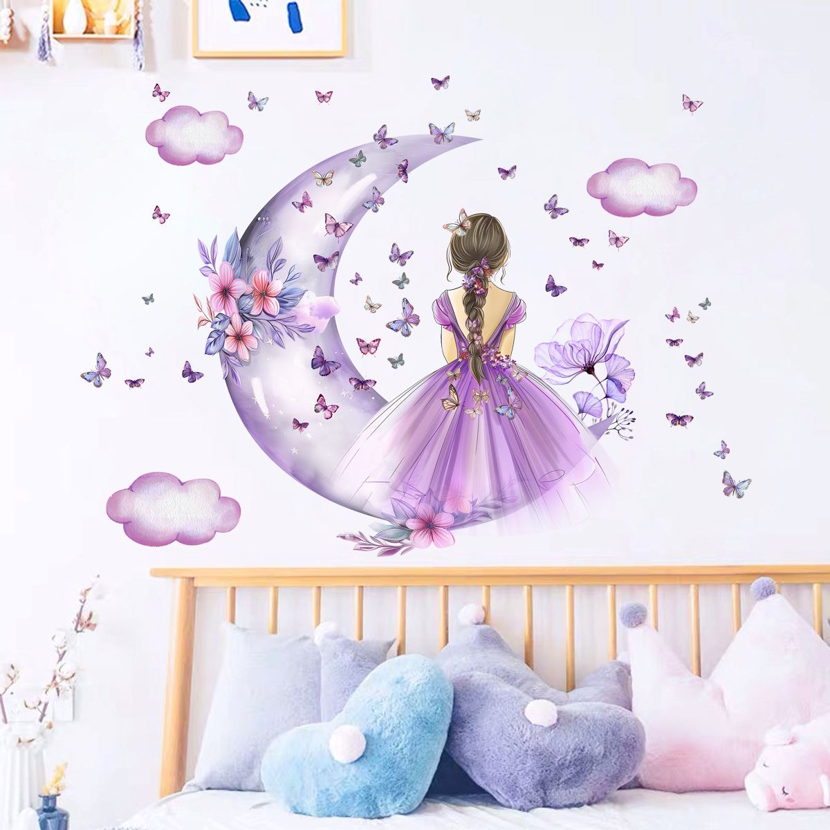 Décoration Murale - PrincesseSticker™ - Lune Mauve - Royaume des Bébés