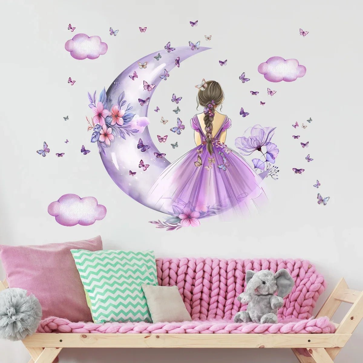 Décoration Murale - PrincesseSticker™ - Lune Mauve - Royaume des Bébés