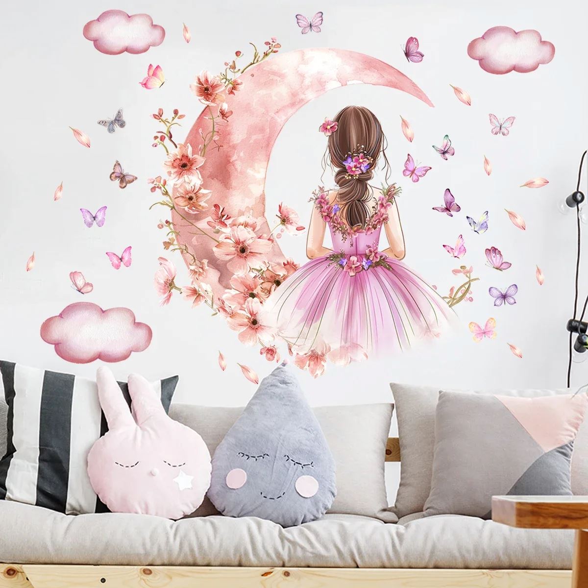 Décoration Murale - PrincesseSticker™ - Lune Rose - Royaume des Bébés