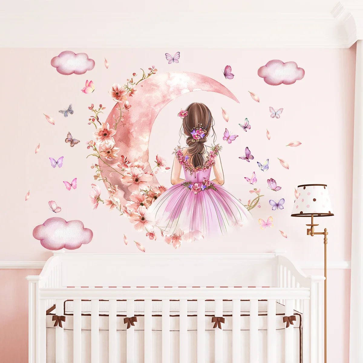 Décoration Murale - PrincesseSticker™ - Lune Rose - Royaume des Bébés