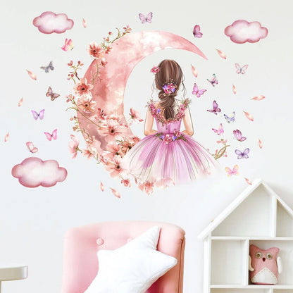 Décoration Murale - PrincesseSticker™ - Lune Rose - Royaume des Bébés
