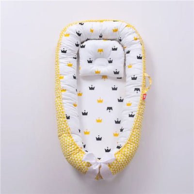 Réducteur de lit bébé coton respirant couronne jaune clair