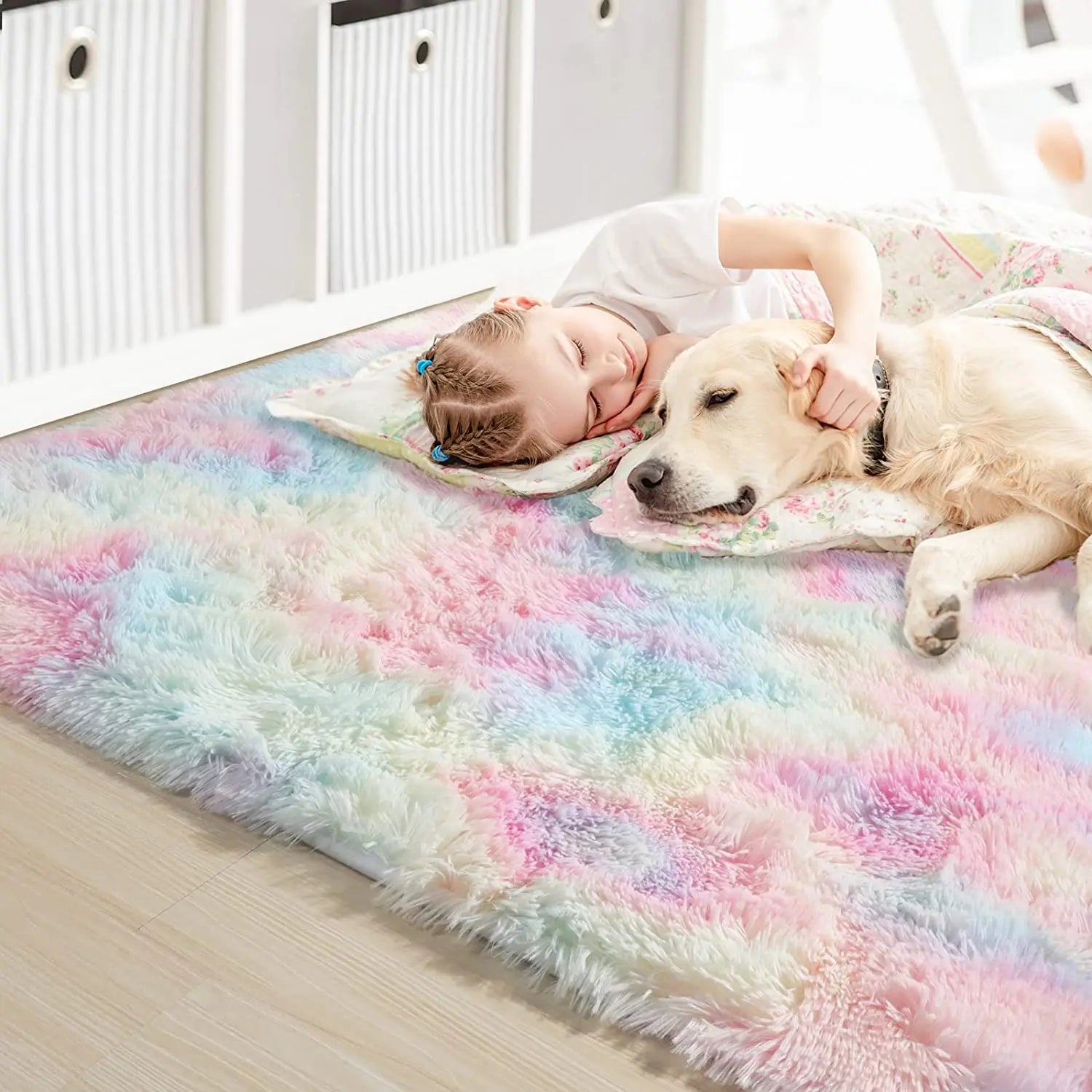 Tapis Chambre Enfant - HairyRugs™ - Arc - en - ciel - Royaume des Bébés