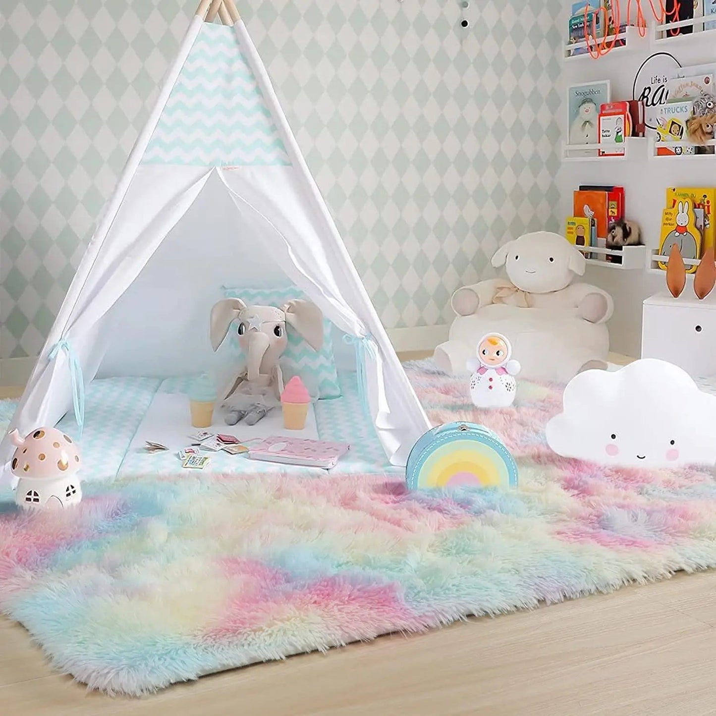 Tapis Chambre Enfant - HairyRugs™ - Arc - en - ciel - Royaume des Bébés