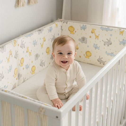 tour de lit bébé | kaki motif lion - Royaume des Bébés