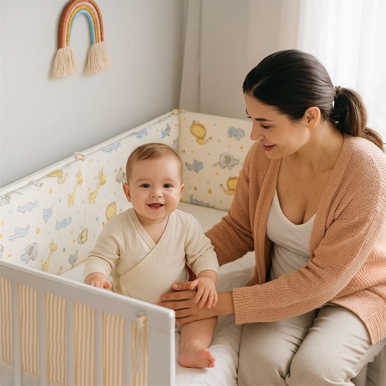 tour de lit bébé | kaki motif lion - Royaume des Bébés
