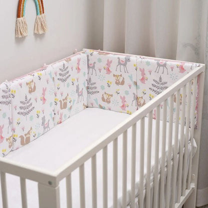 tour de lit bébé renard rose coton respirant