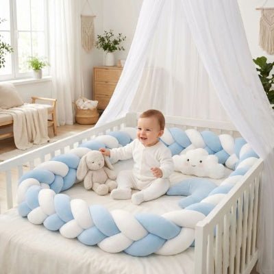 tour de lit tressé | Coton Naturel - Royaume des Bébés