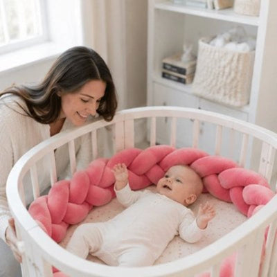Tour de lit tresse scandinave rose cocon protecteur bébé