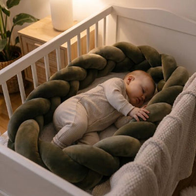 Tresse de lit cocon sécurisé velours marron sommeil bébé