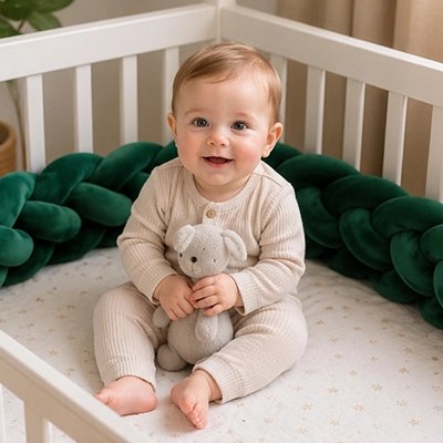 Tresse de lit cocon sécurisé vert protection berceau pour enfant