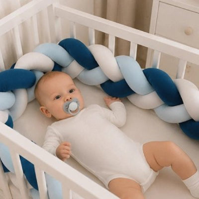 Tresse de lit doux et protecteur bleu blanc bleu clair