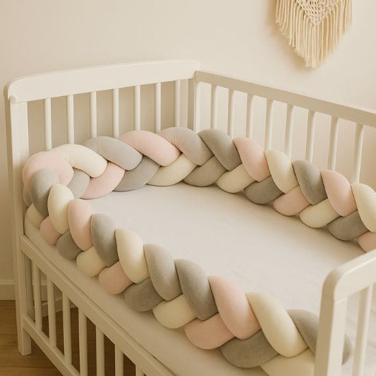 Tresse de lit | Gris - Blanc - Rose 2M - Royaume des Bébés