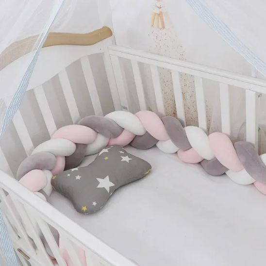 Tresse de lit | Gris - Rose - Blanc 3M - Royaume des Bébés