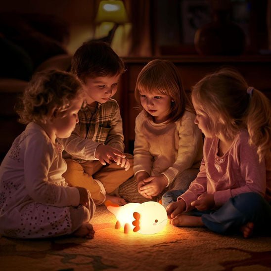 veilleuse axolotl rose attire curiosité des enfants