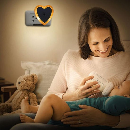 veilleuse bébé capteur cœur orange pour allaitement nocturne 