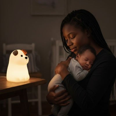 Veilleuse bebe nuits sereines chiot en silicone lumiere douce