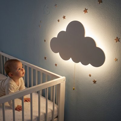 Veilleuse murale lumière douce blanc nuage étoilé